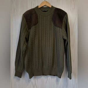 Buck & Duck Huntingwear Cable Knit Sweater Olive Green Size M EUC